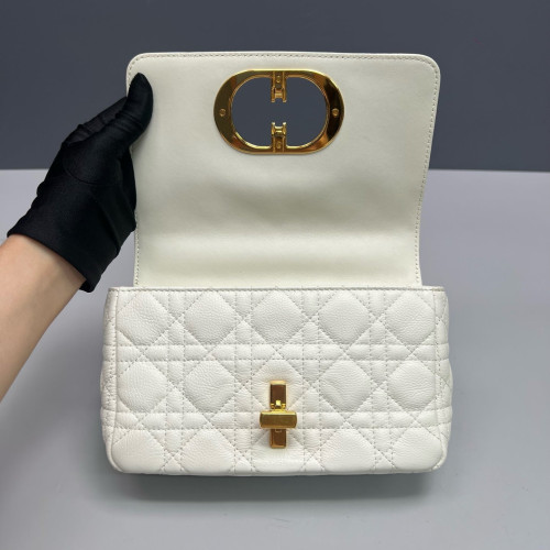 Dior Small Caro Bag Cuir Calfskin White