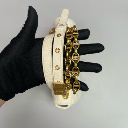 Dior Small Caro Bag Cuir Calfskin White