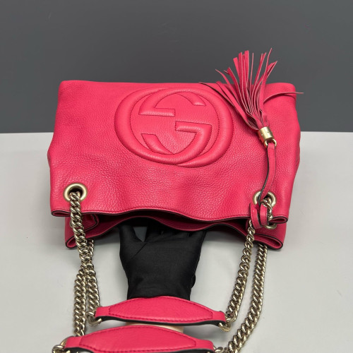Gucci Medium Soho Shoulder Bag Grained Calfskin New Rosette