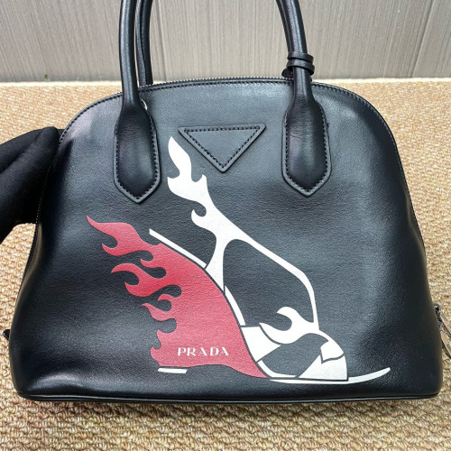 Prada Dome Calfskin Black Red White