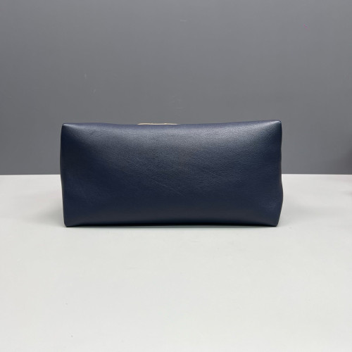 Celine Shoulder Bag Snakeskin Calfskin Beige Dark Blue