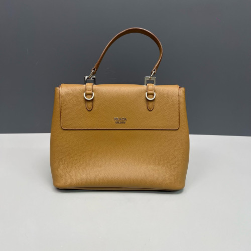 Prada Double Turnlock Messenger Saffiano Calfskin Brown