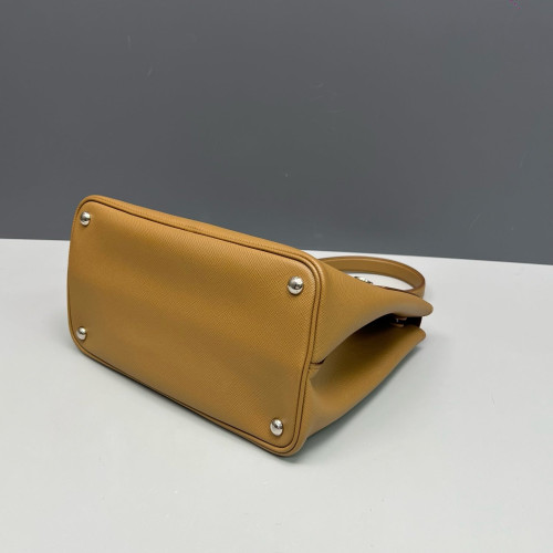 Prada Double Turnlock Messenger Saffiano Calfskin Brown