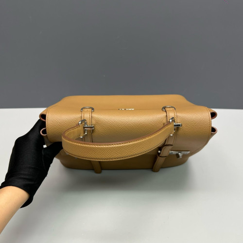 Prada Double Turnlock Messenger Saffiano Calfskin Brown