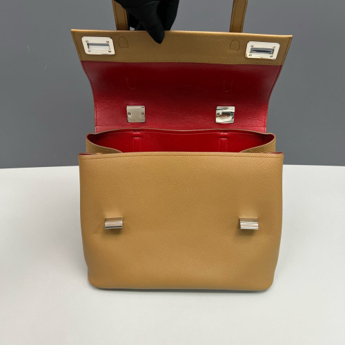 Prada Double Turnlock Messenger Saffiano Calfskin Brown