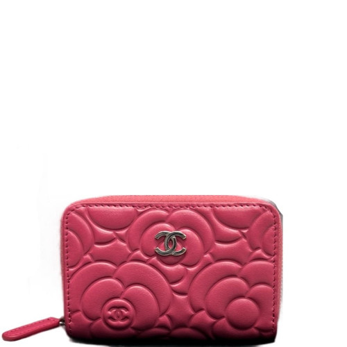 Chanel Camellia Coin Purse Calfskin Pink