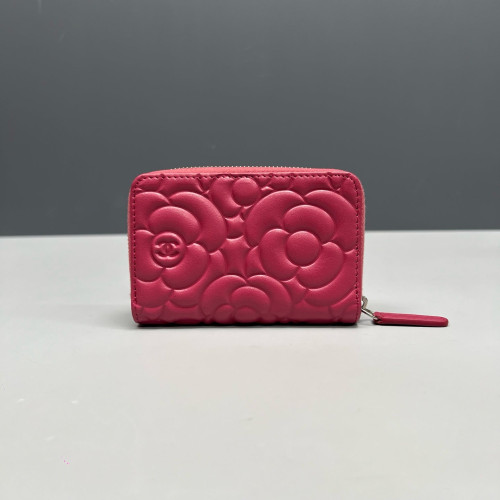 Chanel Camellia Coin Purse Calfskin Pink