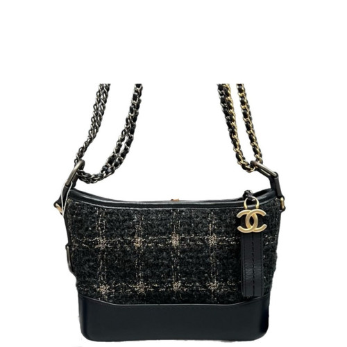 Chanel Small Gabrielle Hobo Tweed Black
