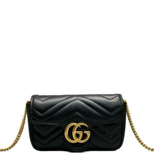 Gucci Matelasse Super Mini GG Marmont Calfskin Black