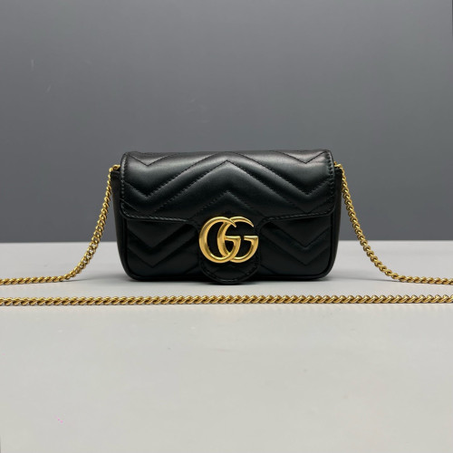Gucci Matelasse Super Mini GG Marmont Calfskin Black Gucci Matelasse Super Mini GG Marmont Calfskin Black