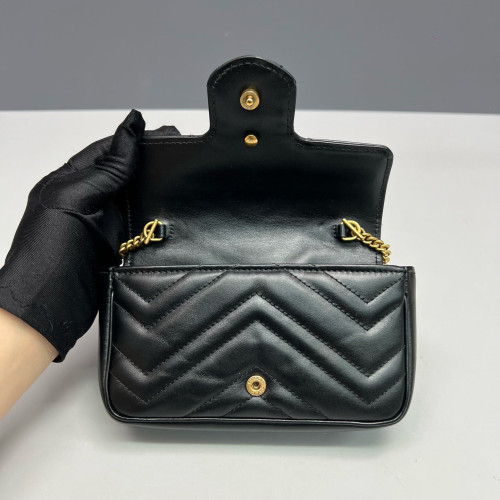 Gucci Matelasse Super Mini GG Marmont Calfskin Black Gucci Matelasse Super Mini GG Marmont Calfskin Black