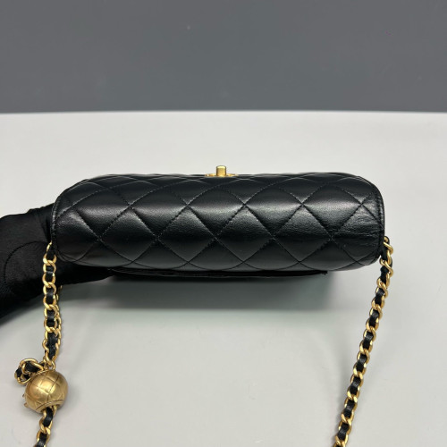 Chanel Quilted CC Pearl Crush Wallet On Chain WOC Lambskin Black Chanel Quilted CC Pearl Crush Wallet On Chain WOC Lambskin Black