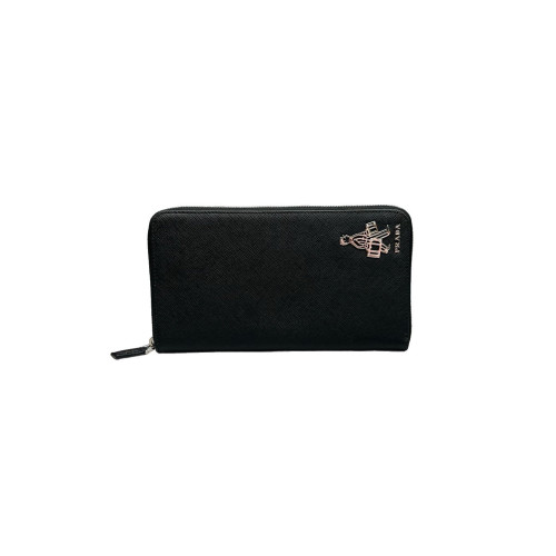 Prada Zip Around Wallet Saffiano Calfskin Black Prada Zip Around Wallet Saffiano Calfskin Black