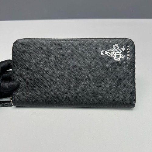 Prada Zip Around Wallet Saffiano Calfskin Black Prada Zip Around Wallet Saffiano Calfskin Black