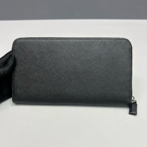 Prada Zip Around Wallet Saffiano Calfskin Black Prada Zip Around Wallet Saffiano Calfskin Black