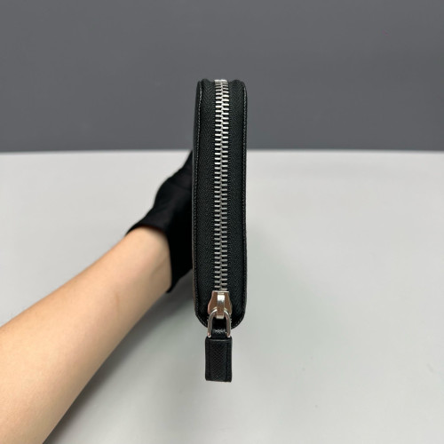 Prada Zip Around Wallet Saffiano Calfskin Black Prada Zip Around Wallet Saffiano Calfskin Black