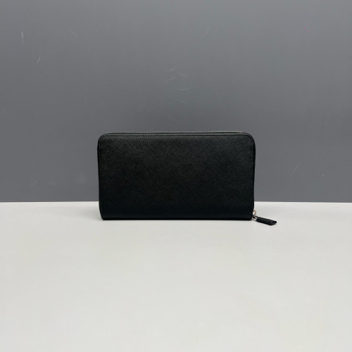 Prada Zip Around Wallet Saffiano Calfskin Black Prada Zip Around Wallet Saffiano Calfskin Black