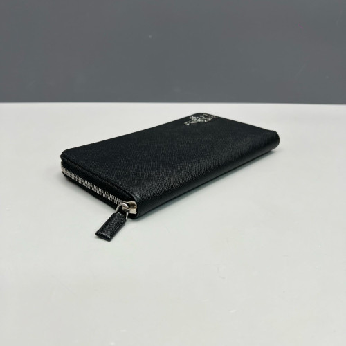 Prada Zip Around Wallet Saffiano Calfskin Black Prada Zip Around Wallet Saffiano Calfskin Black