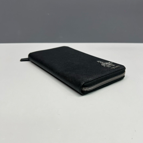 Prada Zip Around Wallet Saffiano Calfskin Black Prada Zip Around Wallet Saffiano Calfskin Black