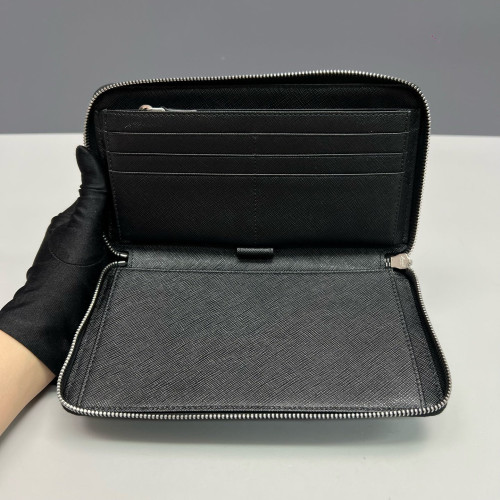 Prada Zip Around Wallet Saffiano Calfskin Black Prada Zip Around Wallet Saffiano Calfskin Black