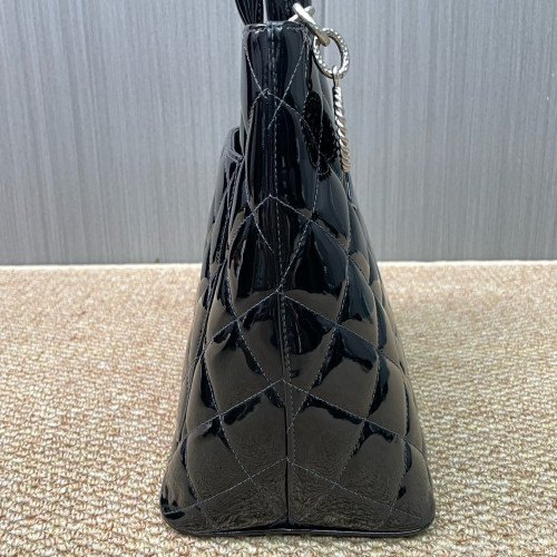 Chanel Quilted Medallion Tote Patent Calfskin Black Chanel Quilted Medallion Tote Patent Calfskin Black