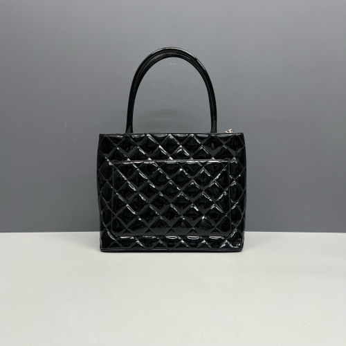 Chanel Quilted Medallion Tote Patent Calfskin Black Chanel Quilted Medallion Tote Patent Calfskin Black
