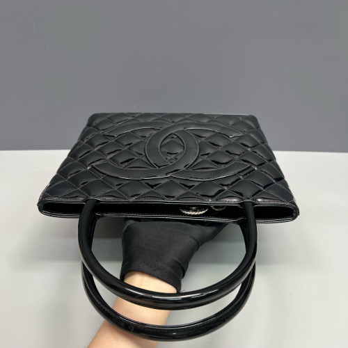 Chanel Quilted Medallion Tote Patent Calfskin Black Chanel Quilted Medallion Tote Patent Calfskin Black