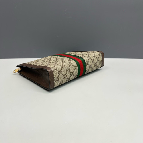 Gucci Ophidia Web Clutch GG Supreme Monogram Beige Brown Green