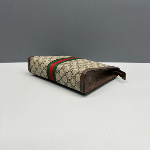 Gucci Ophidia Web Clutch GG Supreme Monogram Beige Brown Green