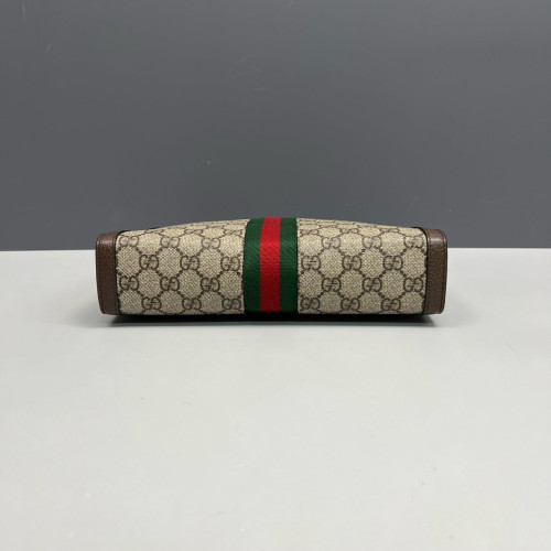 Gucci Ophidia Web Clutch GG Supreme Monogram Beige Brown Green