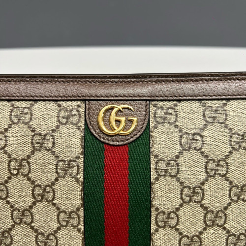 Gucci Ophidia Web Clutch GG Supreme Monogram Beige Brown Green