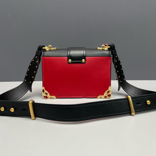 Prada Mini Cahier Calfskin Red Black Prada Mini Cahier Calfskin Red Black
