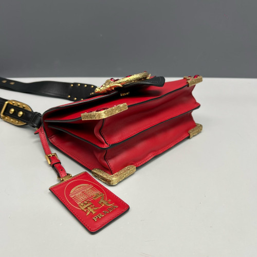 Prada Mini Cahier Calfskin Red Black Prada Mini Cahier Calfskin Red Black