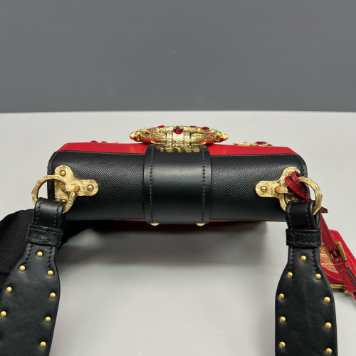 Prada Mini Cahier Calfskin Red Black Prada Mini Cahier Calfskin Red Black