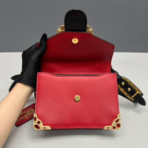 Prada Mini Cahier Calfskin Red Black Prada Mini Cahier Calfskin Red Black