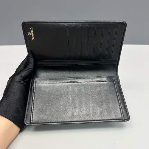 Chanel Quilted Boy Flap Wallet Calfskin Black Chanel Quilted Boy Flap Wallet Calfskin Black