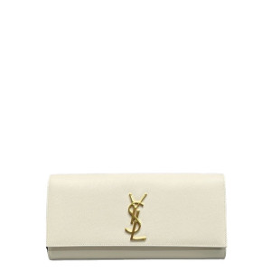 Yves Saint Laurent Medium Kate Clutch Caviar White