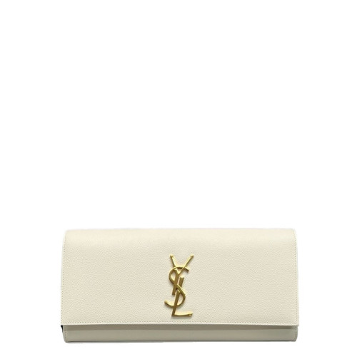Yves Saint Laurent Medium Kate Clutch Caviar White