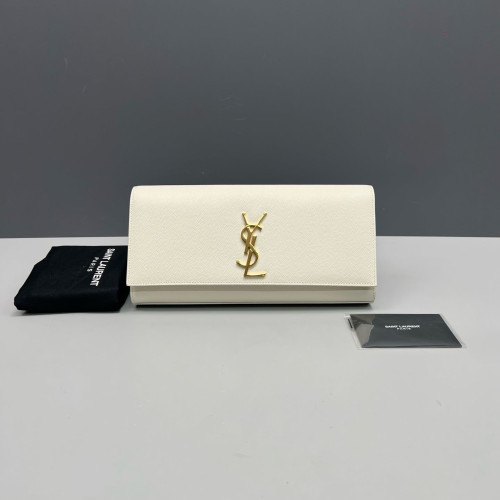 Yves Saint Laurent Medium Kate Clutch Caviar White