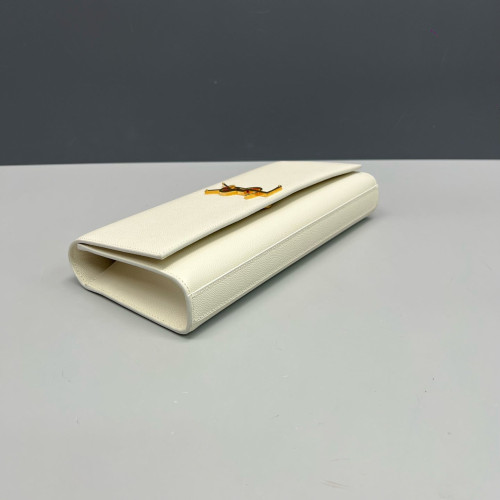 Yves Saint Laurent Medium Kate Clutch Caviar White