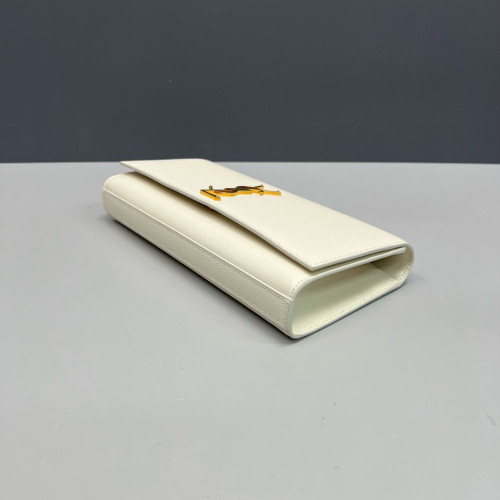 Yves Saint Laurent Medium Kate Clutch Caviar White