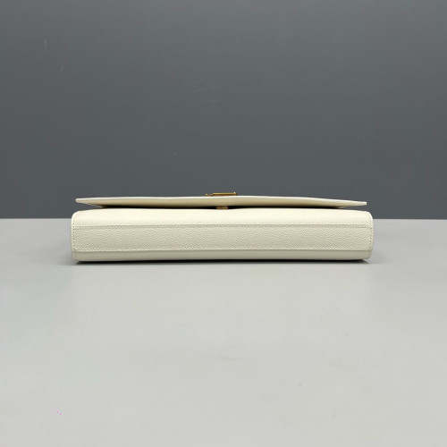 Yves Saint Laurent Medium Kate Clutch Caviar White