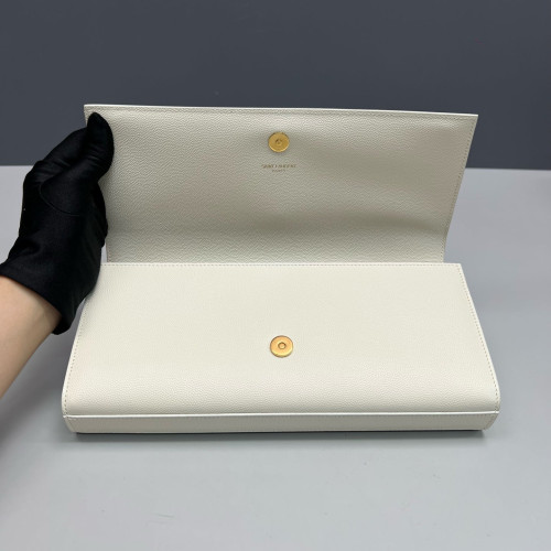 Yves Saint Laurent Medium Kate Clutch Caviar White
