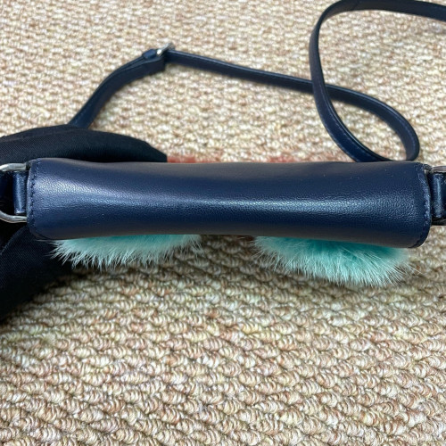 Fendi Monster Eyes Baguette Micro Faux Fur Calfskin Dark Blue White Green