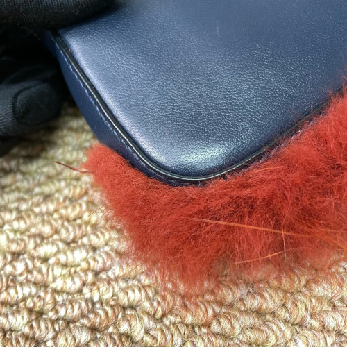 Fendi Monster Eyes Baguette Micro Faux Fur Calfskin Dark Blue White Green