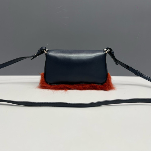 Fendi Monster Eyes Baguette Micro Faux Fur Calfskin Dark Blue White Green