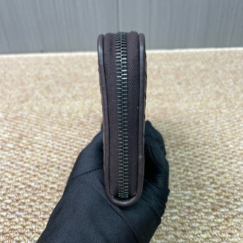 Bottega Veneta Intrecciato Zip Around Wallet Lambskin Intrecciato Nappa Espresso Brown