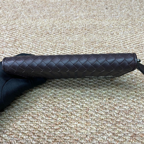 Bottega Veneta Intrecciato Zip Around Wallet Lambskin Intrecciato Nappa Espresso Brown
