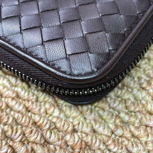 Bottega Veneta Intrecciato Zip Around Wallet Lambskin Intrecciato Nappa Espresso Brown