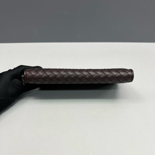 Bottega Veneta Intrecciato Zip Around Wallet Lambskin Intrecciato Nappa Espresso Brown